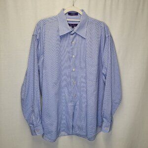 Alan Flusser Men's XL Button Front Shirt Blue